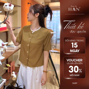 Áo Sơ Mi Nữ Ngắn Tay Cổ Tròn Basic Dáng Ngắn Tiểu Thư Kiểu Hàn Quốc Nữ Tính - SM89