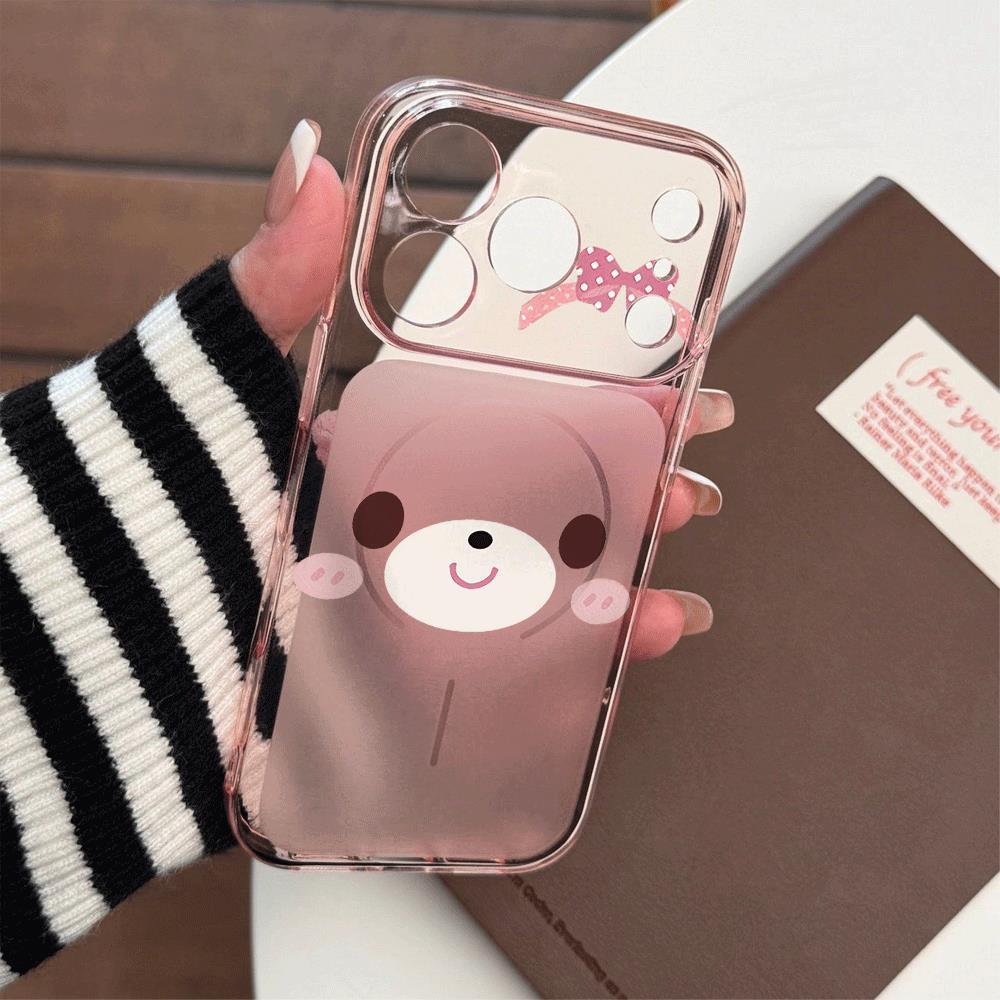 Màu hồng Bowknot Đàu với iPhone 17ProMAX Corning Case Soft Case 16promax Case  Đơn giản