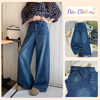 Quần Bò Bigsize Nữ Ống Rộng - Jean Suông Dài Wash Sáng Cạp Cao Cho Nàng Chubby Q575