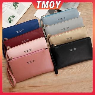 TMOY Đơn Giản Và Thời Trang Nữ Siêu Mỏng Ví Dài Màu Trơn Da PU Dây Kéo Ví Dung Tích Lớn Túi Xách Di Động TMOY