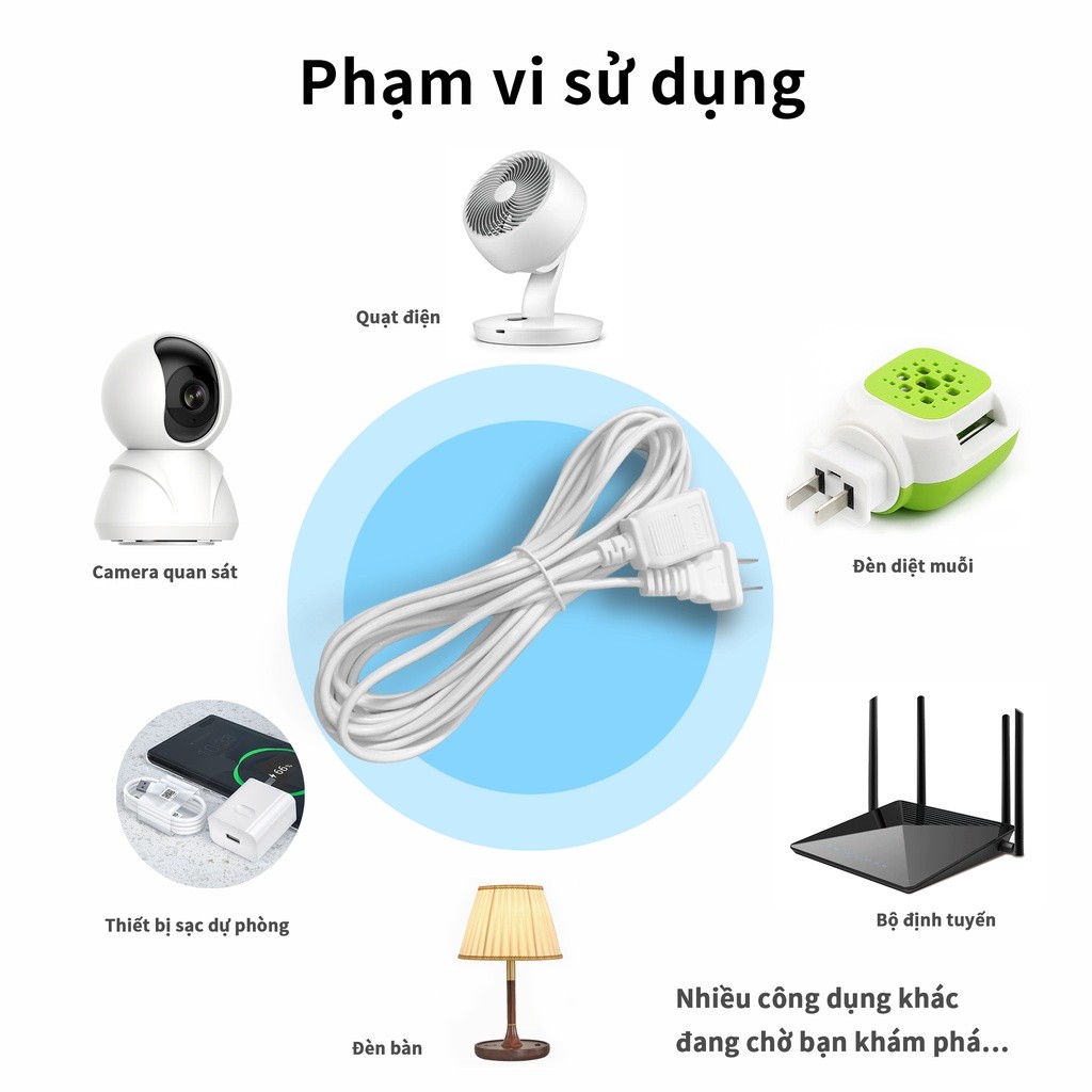 Dây nguồn nối dài dùng cho camera 2 lõi 5m