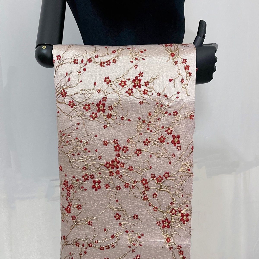 0.5 / 1 Mét Hoa Mận Dập Nổi Vải Jacquard Retro Tutu Váy Vàng Lụa Tự Làm Cứng DIY Nữ Thời Trang Đầm Vải Trang Trí TJ20998