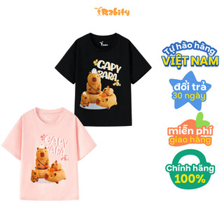 [Form rộng lùi 1 size] Áo thun tay ngắn Capybara bé trai, bé gái Rabity 900.070