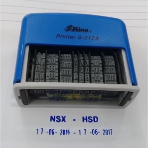 Dấu có 2 ngày tháng năm trên cùng 1 dòng và 1 dòng nội dung cần khắc Shiny S-310A