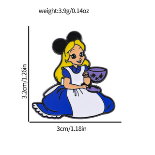 2 Cái / bộ Huy Hiệu Kim Loại Dễ Thương Của Nhân Vật Từ Alice in Wonderland Alice & Mad Hatter Hợp Kim Trâm Cài