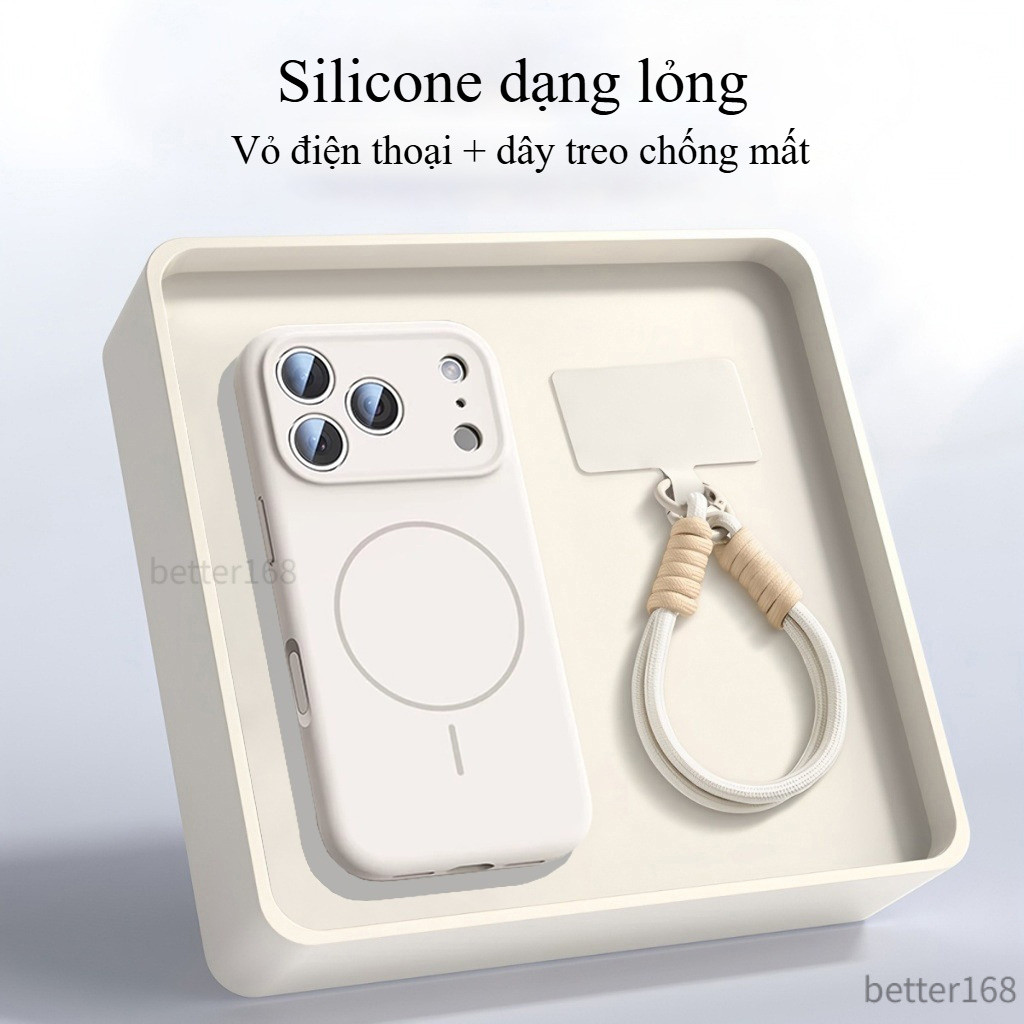 Ốp Lưng Silicone Lỏng Lỗ Cắt Chính Xác Có Dây đeo Phù Hợp Cho IPhone 17 16 15 14 13 12 Pro Max Vỏ Mềm Chống Sốc
