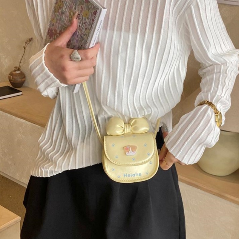 GC2 Túi đeo vai phong cách Hàn Quốc thời trang chú chó nhỏ dễ thương chấm bi nơ túi đeo chéo mini mới túi phụ kiện CG2