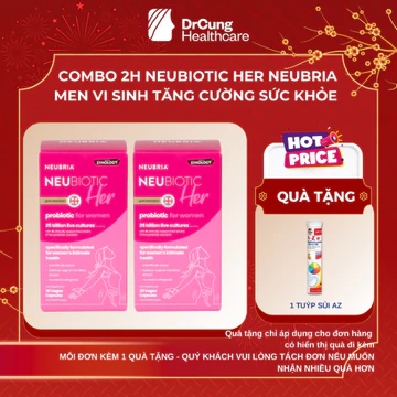 BỘ 2 HỘP Men Vi Sinh 25 Tỉ Lợi Khuẩn Neu Her Neubria Neubiotic Her - Bổ Sung Lợi Khuẩn (Hộp 30 Viên)