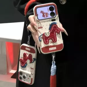 Pony thêu Thích hợp cho Apple 17PM Vỏ điện thoại năm mới Thu đông Xiaomi Huawei P70 Vỏ bảo vệ