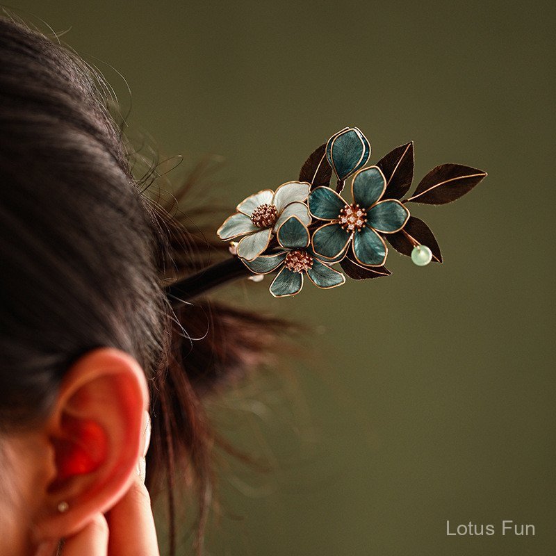 Phụ kiện kẹp tóc handmade phong cách cổ điển Trung Quốc, gỗ đàn hương hoa vintage, phù hợp cho hanfu và áo sườn xám