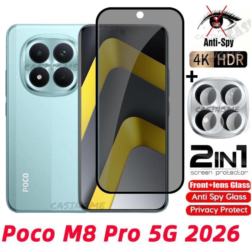 Poco M8 Pro 5G 2026 Kính cường lực riêng tư Chống gián điệp Full Cover Bảo vệ màn hình Chống Peek Phim riêng tư cho Poco M8 Poco M8s Pro M8Pro PocoM8Pro 4G 5G 2026 Phim riêng tư