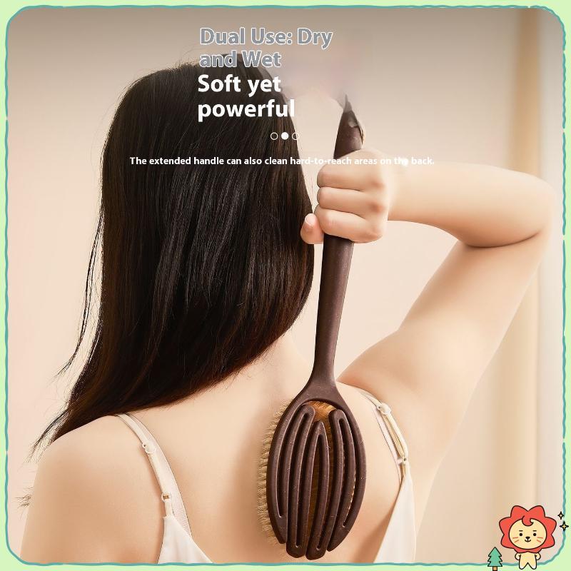 [Jielus] Bàn chải cơ thể Tay cầm dài Tắm tắm Máy chà lưng Boar Lông chải da khô hoàn hảo Cần thiết cho dụng cụ tắm tẩy tế bào chết da