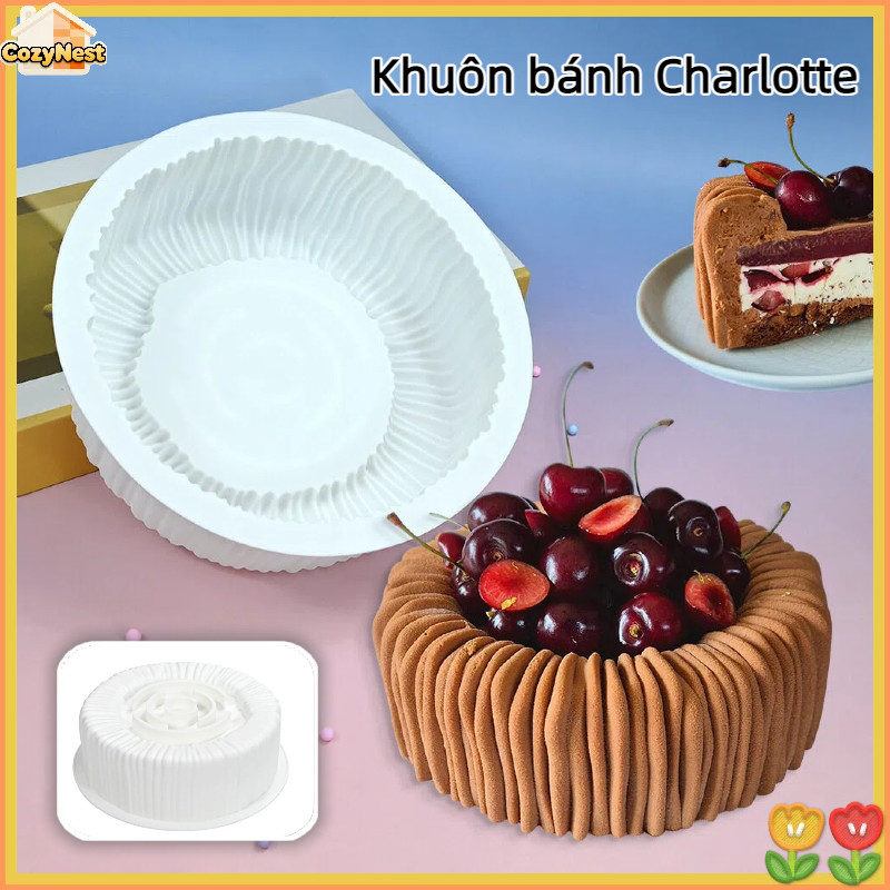 Khuôn Làm Bánh Mousse Charlotte-Silicon Thực Phẩm Cao Cấp, Kết Cấu Cuộn Dây Chịu Nhiệt, Tái Sử Dụng