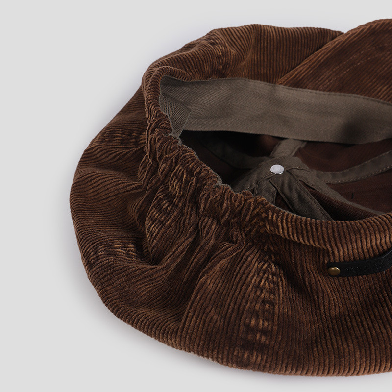Mũ kaki avant-garde corduroy hình bát giác, phù hợp nam nữ, phong cách cổ điển retro