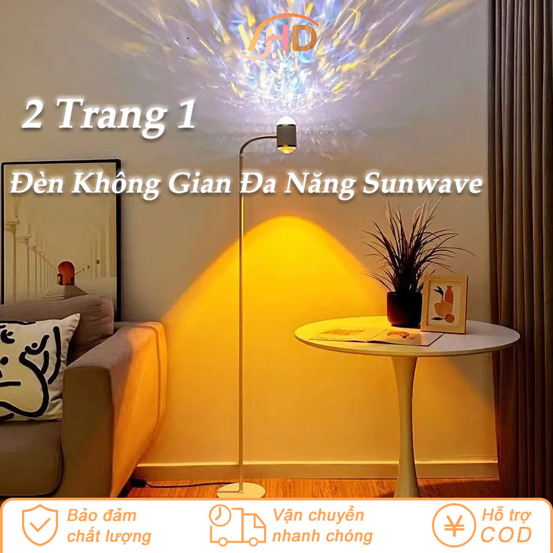 Đèn Sóng Nước & Hoàng Hôn 2in1 - Tạo Hiệu Ứng Ánh Sáng Lãng Mạn, Lý Tưởng Trang Trí Phòng, Livestream & Chụp Ảnh
