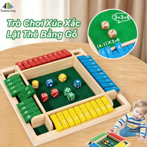 Trò Chơi Xúc Xắc Lật Thẻ Bằng Gỗ, học số, phát triển tư duy logic , domino gỗ，Cho Người Lớn Và Trẻ Em