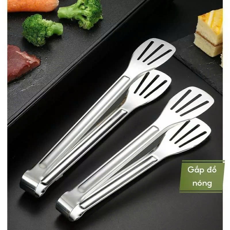Kẹp thịt nướng BBQ thép không gỉ, chống trơn trượt, chịu nhiệt tốt, phù hợp gia đình, BBQ, dã ngoại