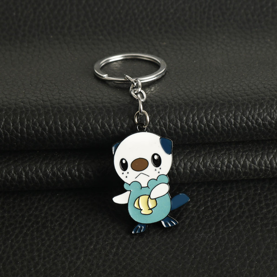 Anime Snivy Oshawott Metal Keychain Animal Logo Pendant Choker Car Keyring Men Boy Jewelry Gift