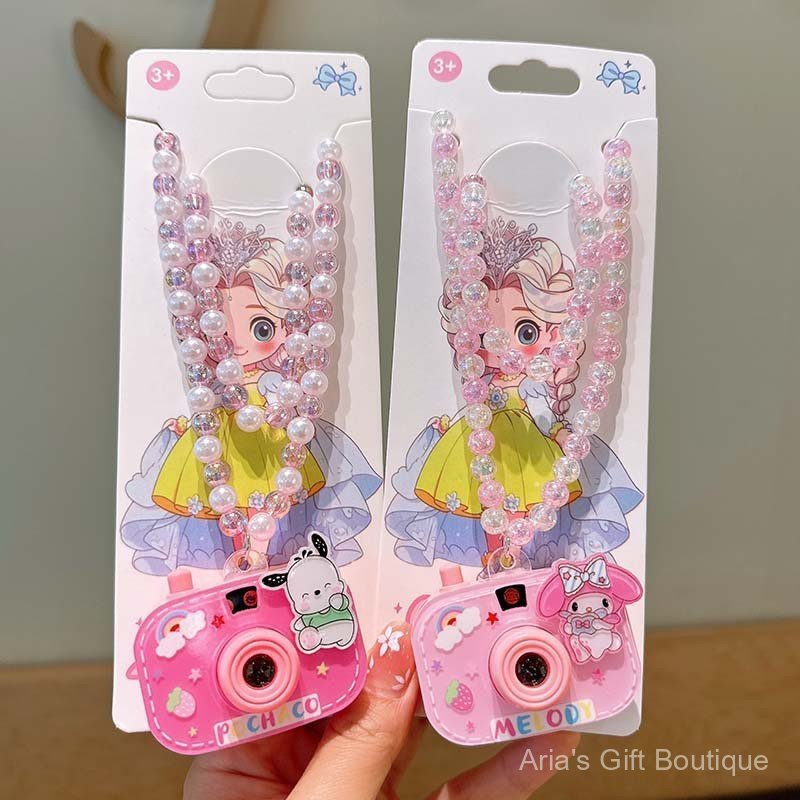 [Aria] Vòng cổ máy ảnh chiếu trẻ em Vòng cổ đính cườm Trang sức Cô gái nhỏ Đồ chơi phát sáng dễ thương Quà tặng sinh nhật