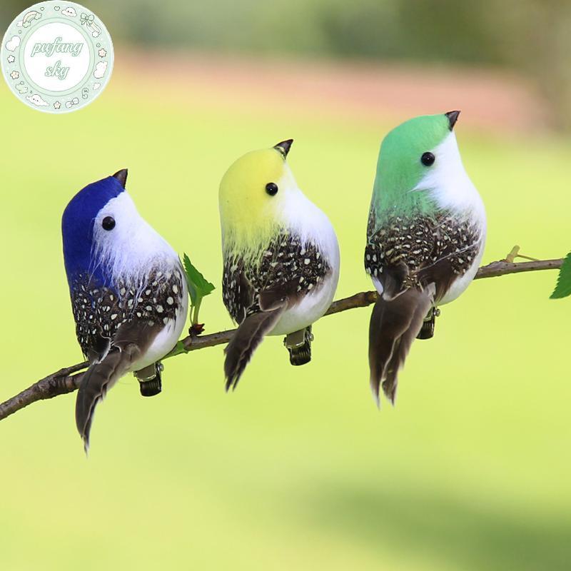 PUSKY 3 / 6 Cái 3D Giả Thủ Công Chim Xốp Nhân Tạo Lông Chim Sinh Nhật Trang Trí Nhà Vườn Trang Trí Đám Cưới VN