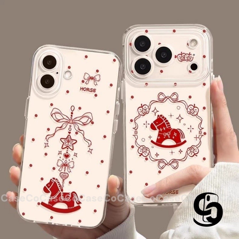 Ốp Lưng Cho Samsung A36 A16 A17 A07 A56 A26 A06 A54 A55 A15 A05s A13 A03 A55 A14 A04 A51 Bìa mềm Bowknot Pony năm mới