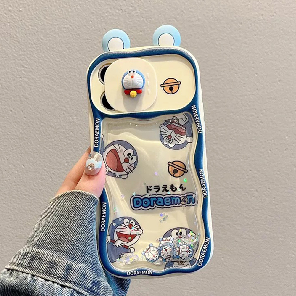 Ốp điện thoại cửa sổ trượt cát chảy tai 3D cho iPhone 17 Pro Max 16 Plus 15 14 13 12 11 Vỏ bảo vệ chống sốc