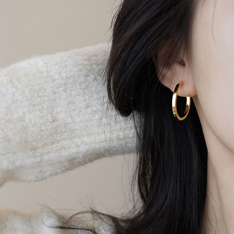 Bông tai hình tròn sang trọng nhẹ bạc s925