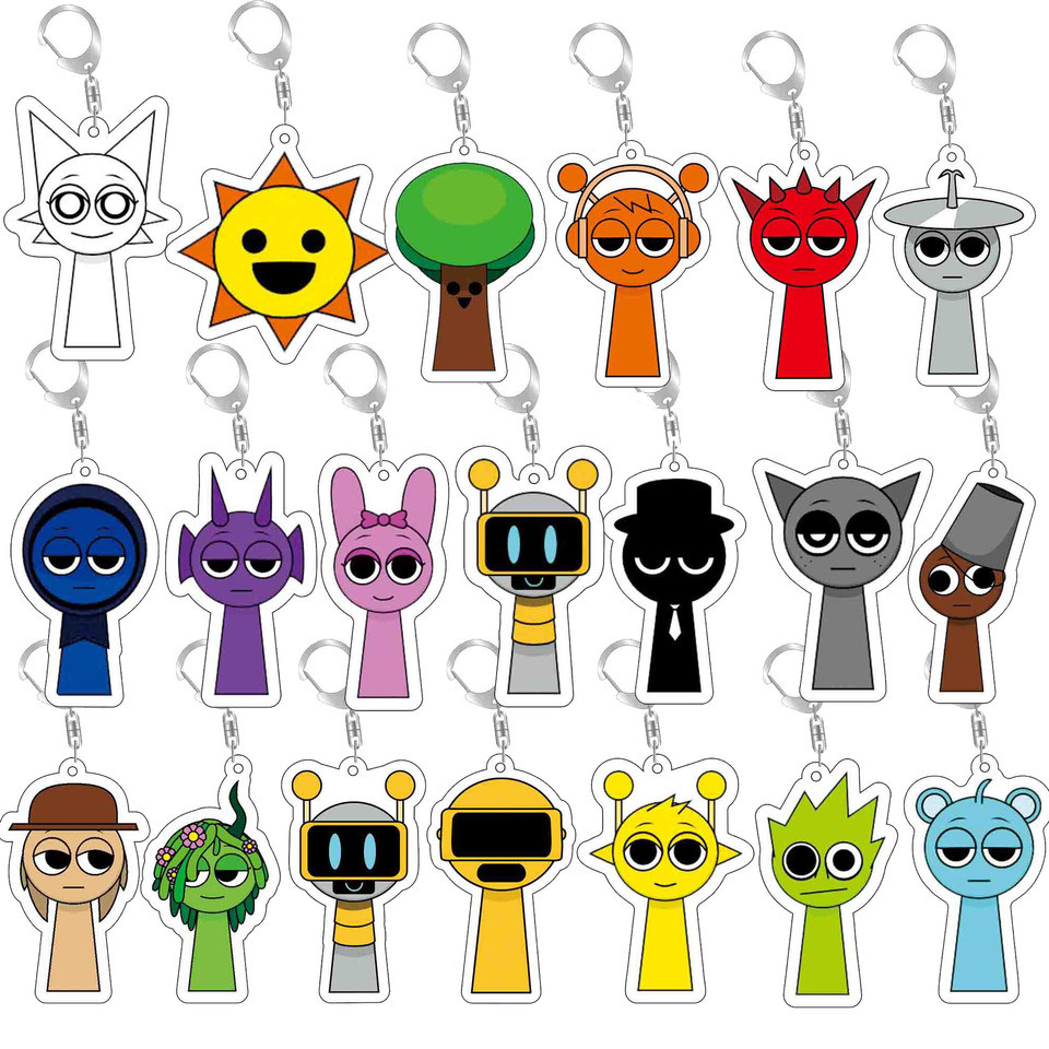 Sprunki Acrylic Key Chain Fashion Key Ring Bag Charms Gift Girl Sprunki Oren Raddy Gray Brud Vineria Pendant Cute