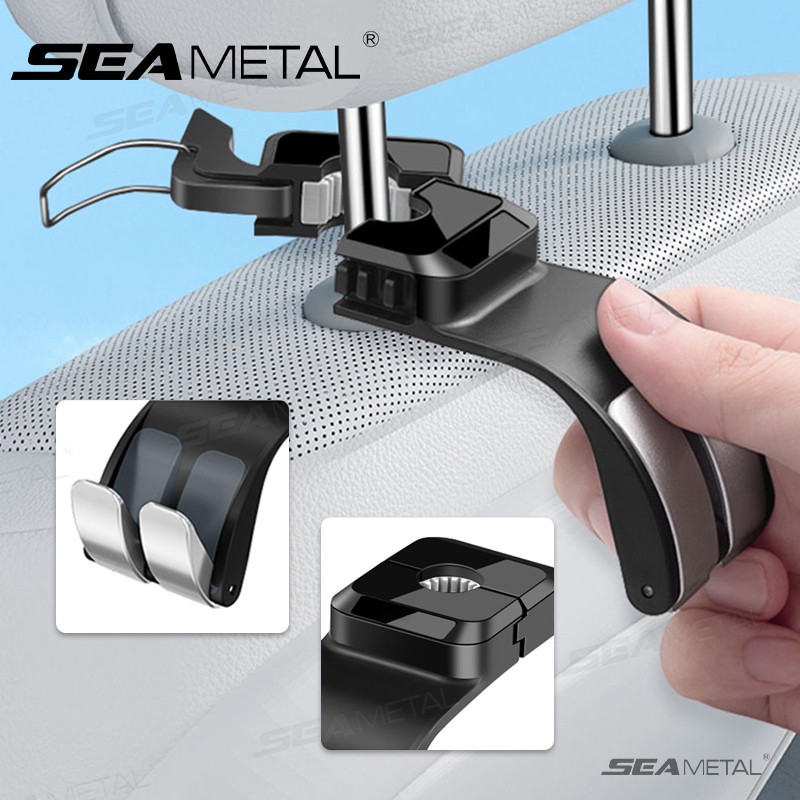 SEAMETAL Móc Tựa Đầu Ô Tô Cao Cấp ABS Ghế Sau Treo Móc Kép 20KG Móc Treo Chịu Lực Lớn Đa Năng