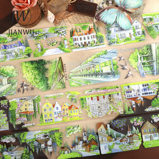 JIANWU 500cm Vintage Cây Hoa Đường Phố Phong Cảnh Chất Liệu Cắt Dán Thêu Sò PET Băng Sáng Tạo DIY Tạp Chí Văn Phòng Phẩm