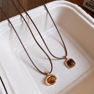 Vòng cổ mạ vàng nâu hổ mắt đá, phong cách thanh lịch vintage cao cấp, phụ kiện thời trang dành cho nữ