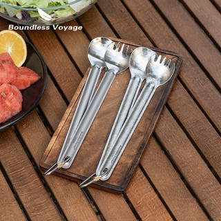 Boundless Voyage Titan Thìa Spork Tay Cầm Dài Nhẹ Dao Kéo Flatware Cho Cắm Trại Ngoài Trời Du Lịch Sử Dụng Tại Nhà