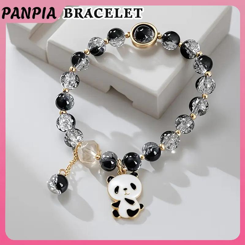 Vòng tay gấu trúc handmade charm hạt màu trắng và đen - Trang sức thời trang độc đáo cho nữ