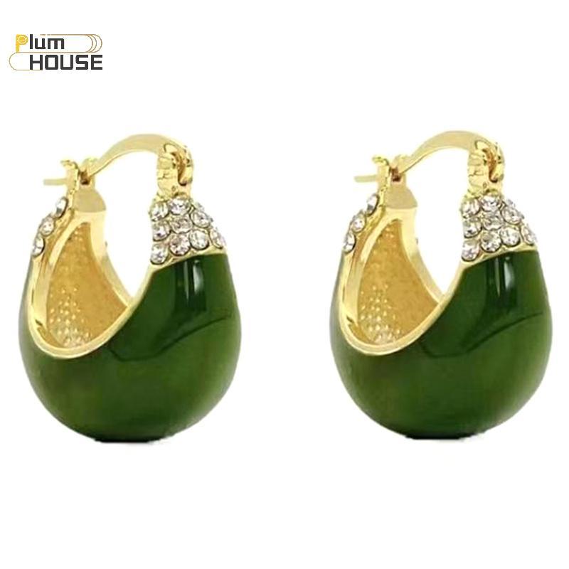 Bông tai PlumHouse cặp nhỏ, màu xanh hợp thời trang, chất liệu zircon phong cách Hàn Quốc, phù hợp dự tiệc
