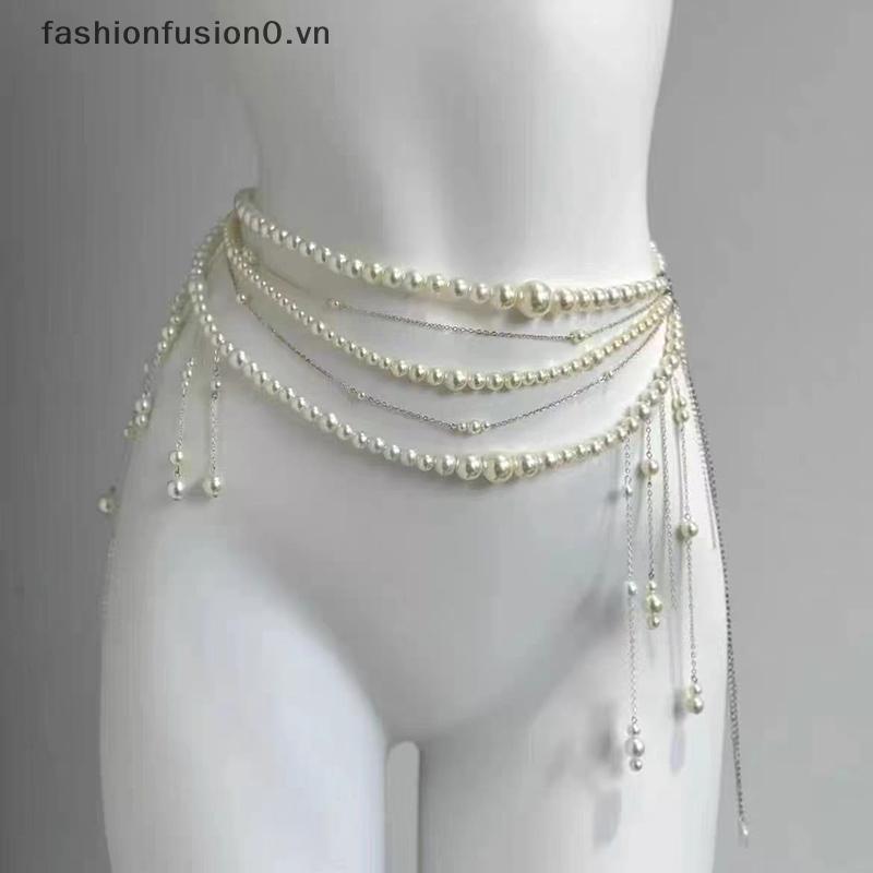 Dây đeo thắt lưng nữ hoa nhiều lớp, thiết kế cổ điển với hạt ngọc trai - Thời trang và sang trọng