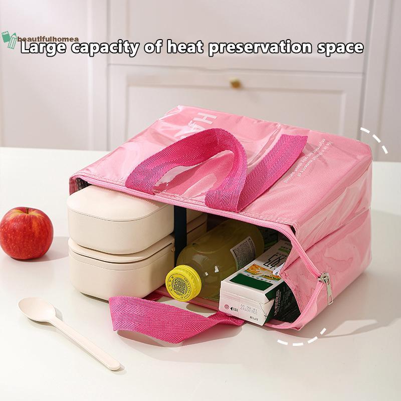 BeautifulHomeA Túi Ăn Trưa Cách Nhiệt PU Chống Thấm Nước Thời Trang Bento Pa Nhôm Lá Cắm Trại Dã Ngoại Túi Cơm Trưa VN