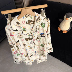 Bộ Đồ Ngủ Kích Thước Lớn Nữ Xuân Thu Đông Quần Dài Tay Dễ Thương Sinh Viên Hoạt Hình Siêu Nhân Crayon Shin-Chan Hai @ -
