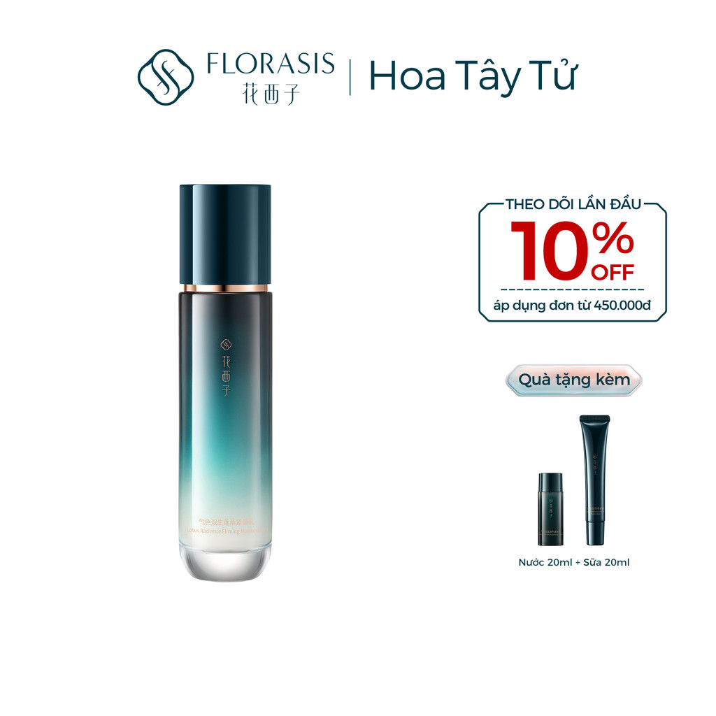 Florasis (Hoa Tây Tử) Bộ nước hoa hồng & sữa dưỡng dòng Rạng rỡ tự nhiên gồm sữa dưỡng săn chắc 100ml và nước dưỡng sáng da 120ml Lotus Radiance— Dưỡng ẩm, làm sáng da, chống lão hóa, mờ nếp nhăn và phục hồi da