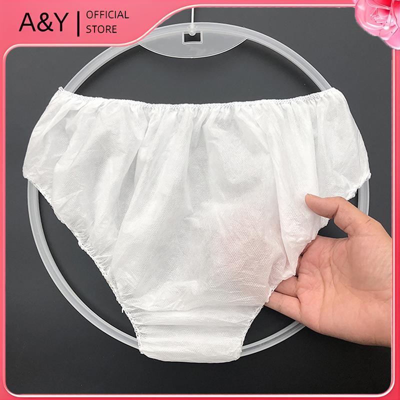 A & Y 10x Quần lót dùng một lần Giấy dệt đôi màu trắng Đồ lót Unisex thả.