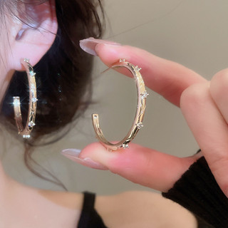 Bông Tái Bạc 925 Hình Chữ C Phong Cách Hàn Quốc Với Zircon, Đơn Giản Và Cao Cấp