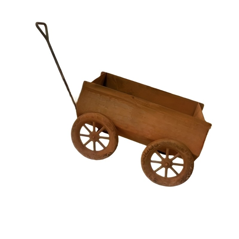 Bapara Rusty Xe Đẩy Rèn Xe Retros Hoa Cũ Ngoài Trời Sân Vườn Hoa Đứng Sáng Tạo Trang Trí