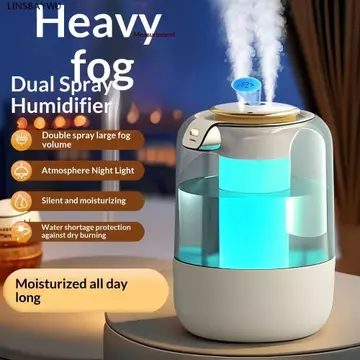 Máy tạo độ ẩm không khí LINSBAYWU, Máy phun sương có thể điều chỉnh Đèn ngủ đầy màu sắc Máy phun sương để bàn, Bổ sung nước 3 chế độ Vòi phun kép Thiết kế lấp đầy hàng đầu sương LED Bàn làm việc văn p