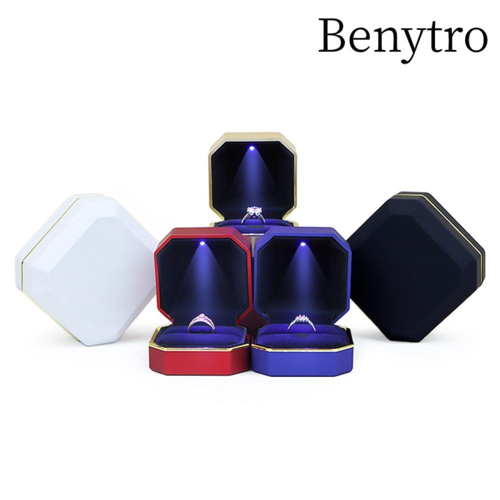 Benytro Hộp nhẫn cưới BENYTRO, Bao bì quà tặng Hộp đựng đồ trang sức Cặp đôi, Đèn LED trang sức sang trọng Hộp đựng đồ trang sức Mặt dây chuyền Vòng cổ vòng tay
