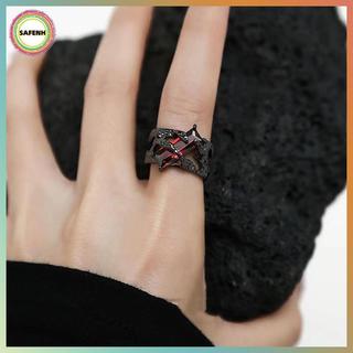 Nhẫn Zircon Đỏ Đậm Y2K Retro, Phù Hợp Cho Cặp Đôi