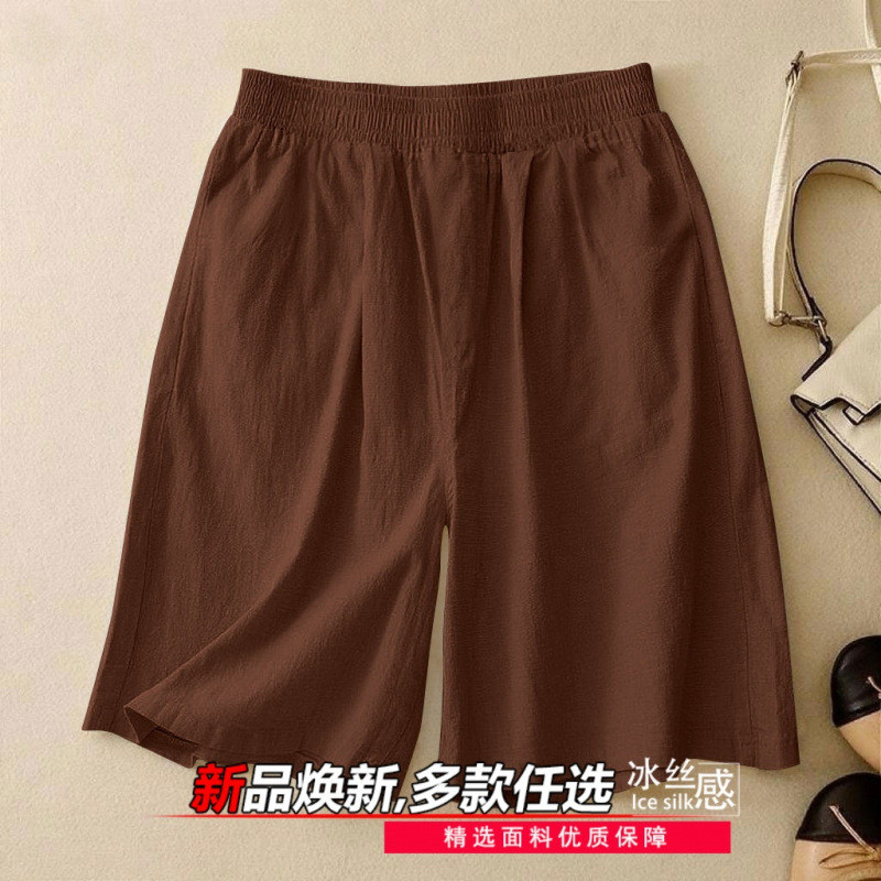 Quần short lụa phong cách mới mùa hè, phù hợp cho nữ, dáng ngắn đến đầu gối.