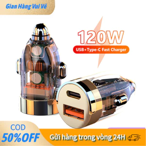 【48h】Củ sạc ô tô 120W cao cấp hỗ trợ sạc nhanh cho điện thoại, máy tính bảng và nhiều thiết bị thông minh khác.