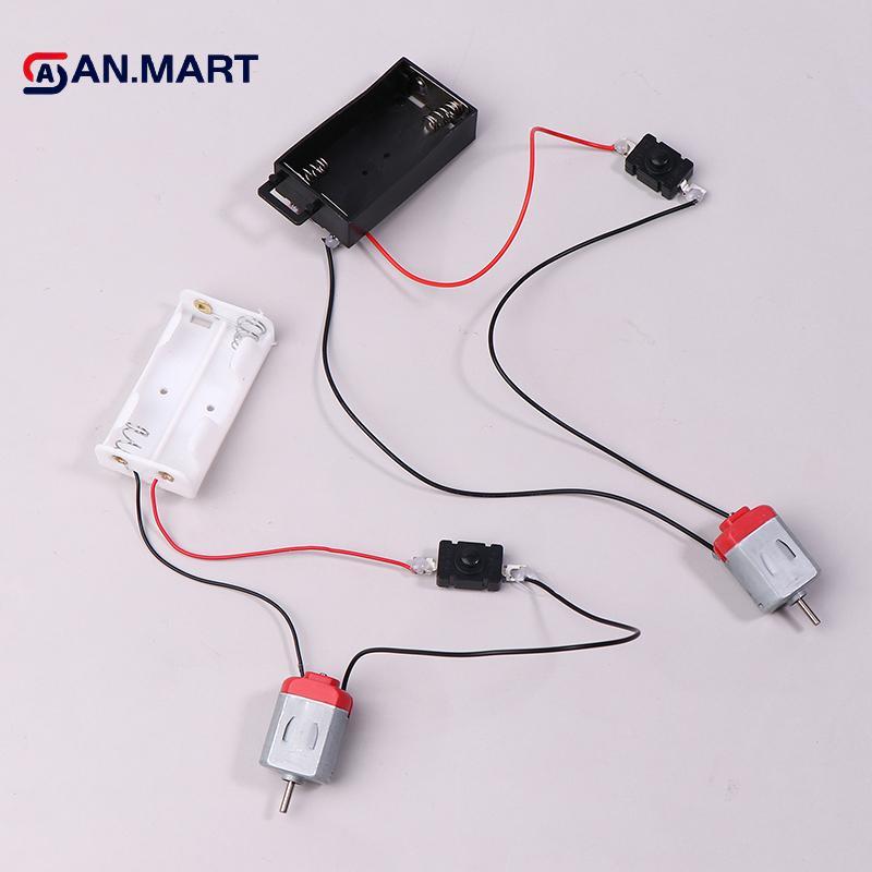 AN.MART Bla White 130 Bộ Động Cơ Với Hộp Bảo Quản Và Công Tắc Pin 2xAA 16500 RPM Mini DIY Mô Hình Mạch Động Cơ Điện Tử Bộ VN