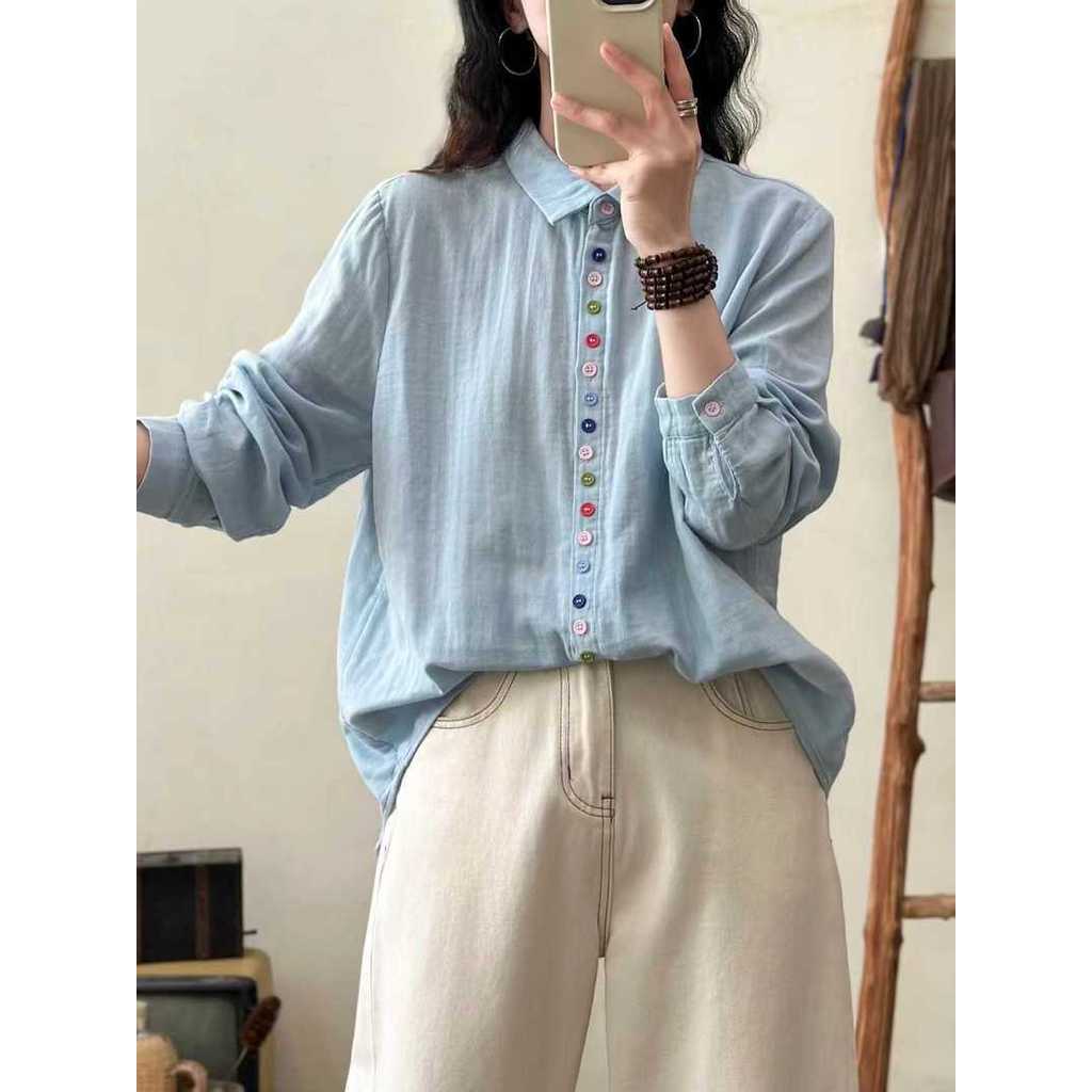 <![CDATA[Áo sơ mi nữ 100% cotton dài tay màu mới]]>
