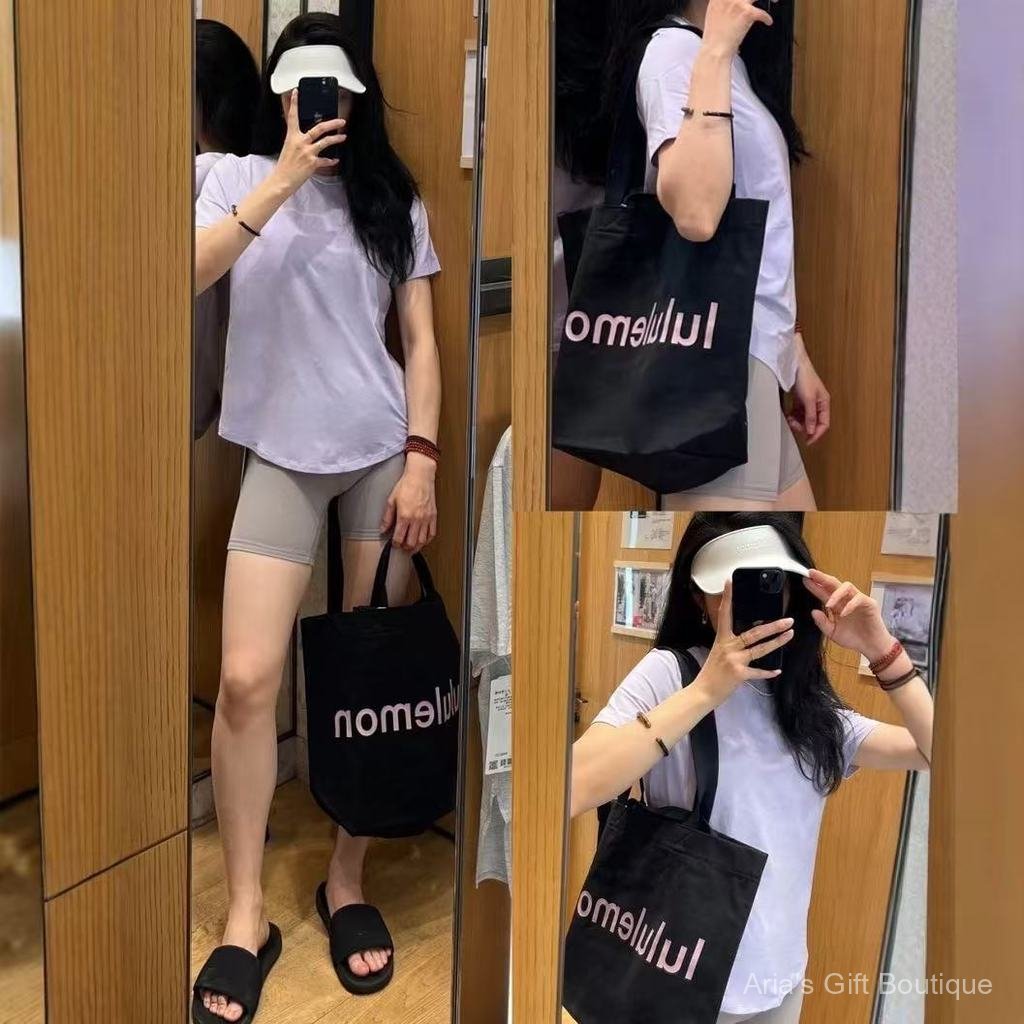 [Aria-G1] lululemon Tote Nách Túi Đeo Vai Vải Nam Nữ 17L Chữ Di Động Canvas Dung Tích Lớn