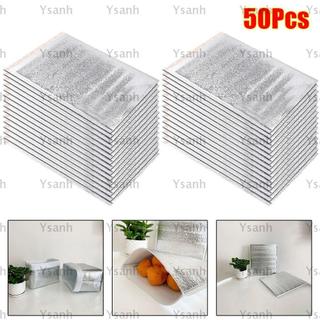 YSANH 50 Cái / gói Túi Giấy Nhôm, Túi Cách Nhiệt Giao Hàng Ấm Áp Băng Lạnh, Có Đóng Cửa Bảo Quản Đồ Uống Túi Làm Mát Nhiệt Thực Phẩm